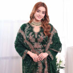 Premium Deep Emerald Stone Embroidered Salwar Kameez - Image 2
