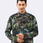 Men's Stylish Tropical Forest Print Panjabi - Image 2
